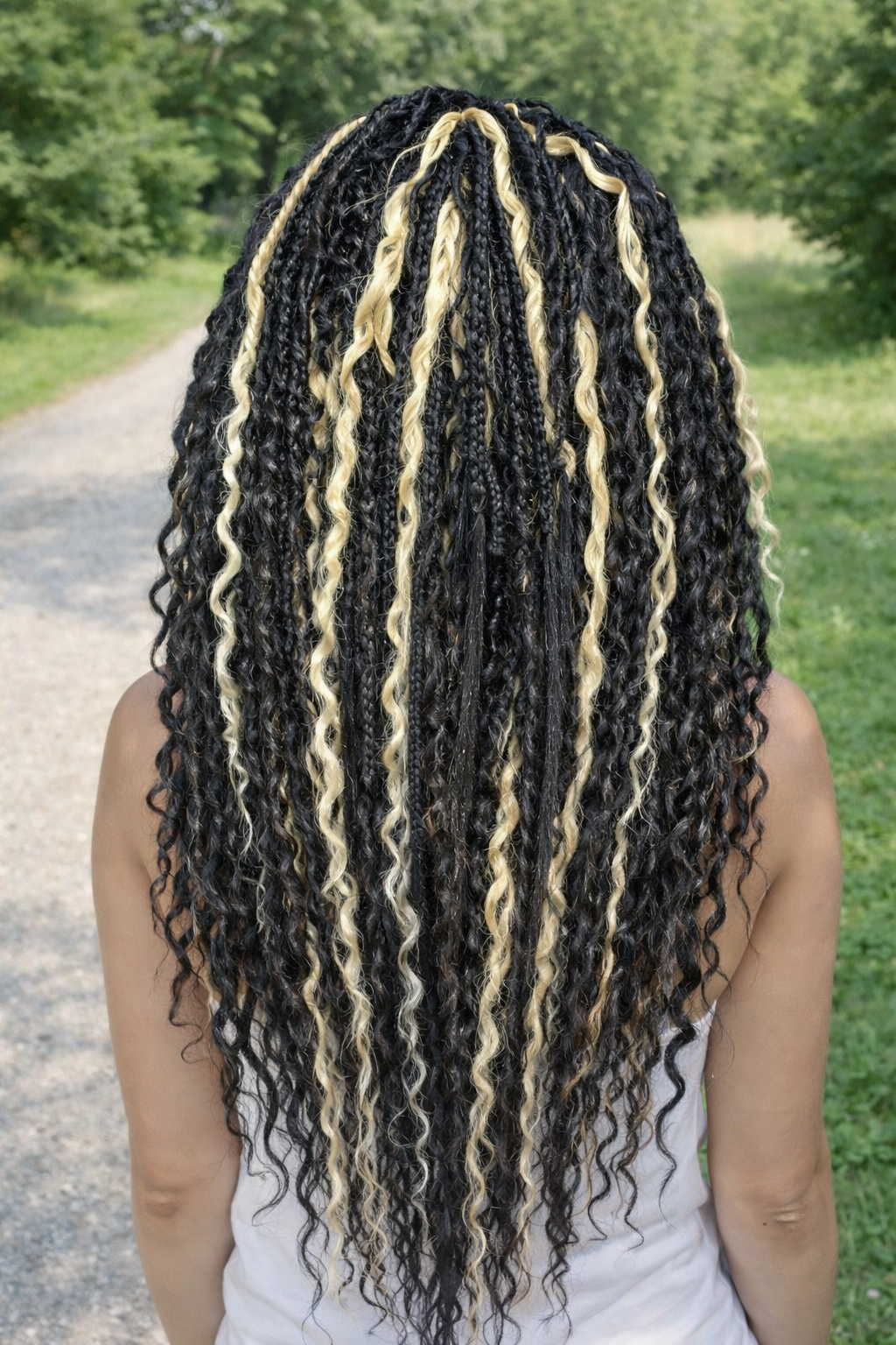 Black & Wheat Blonde Loose Curly Set – Double Ended Braids with Boho Texture