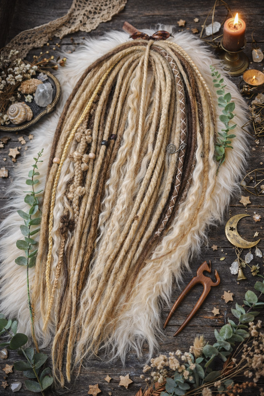 Boho Chic Dirty and Dark Blond Double Ended Synthetic Dreads - Versatile Dreadlock Extensions with loose curls