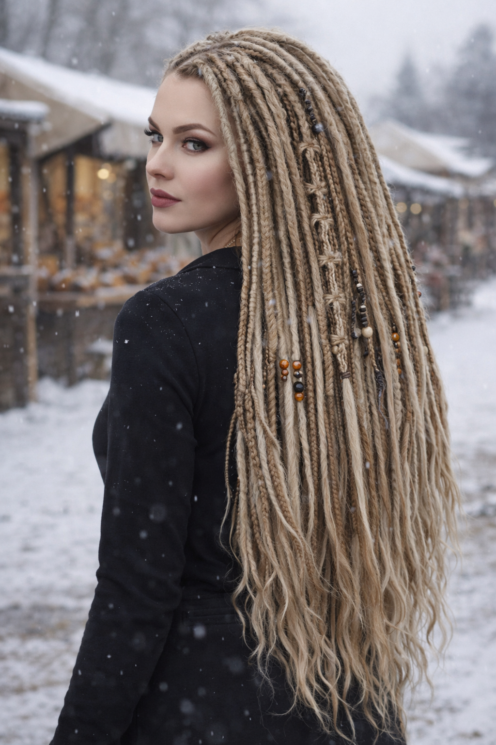 Dirty Blonde & Dark Blonde Double Ended Boho Fake Dreads with Braids