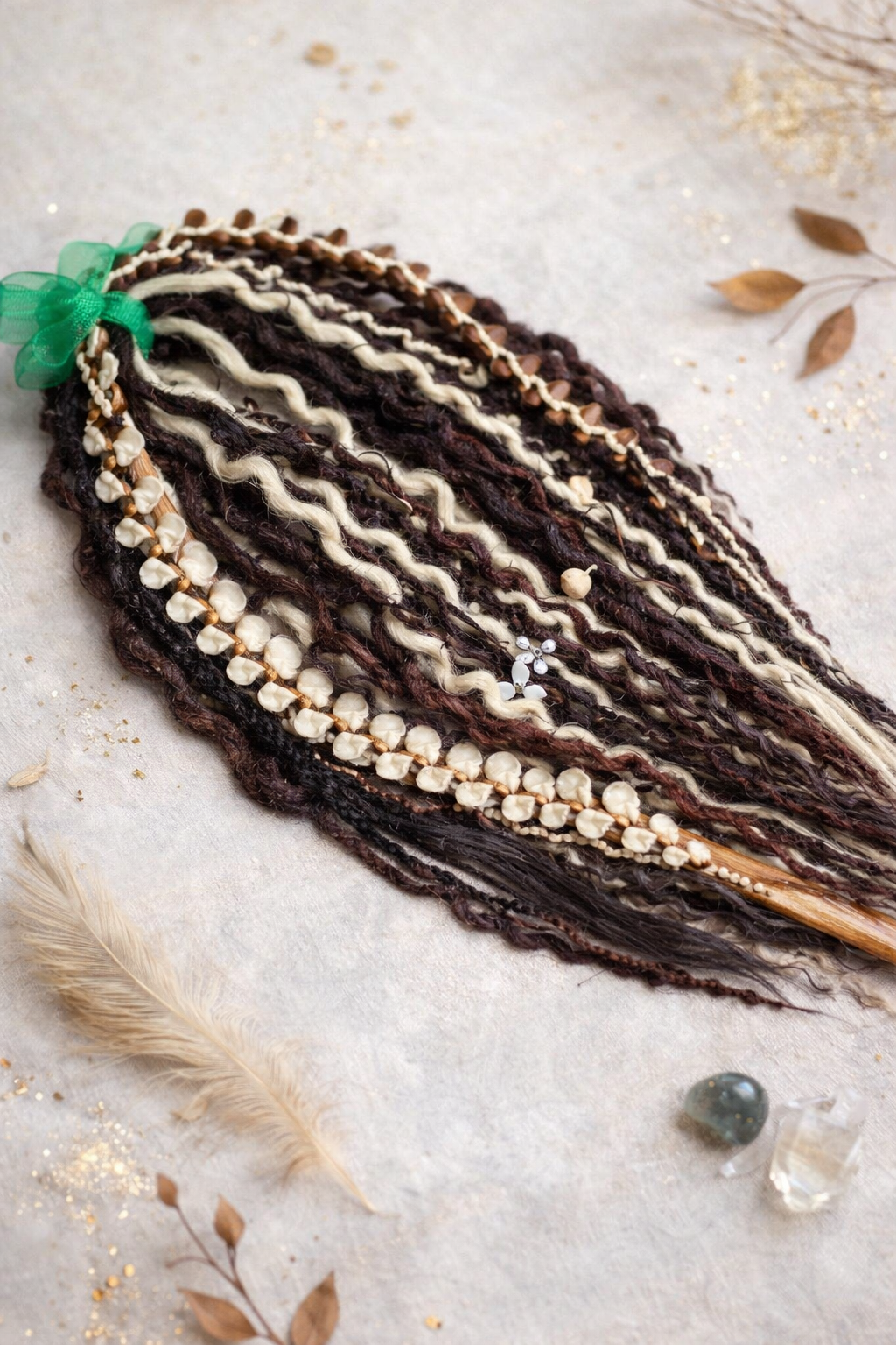 Boho Curly Dreadlock Extensions Brown Cream – Soft Synthetic Dreads, Lightweight