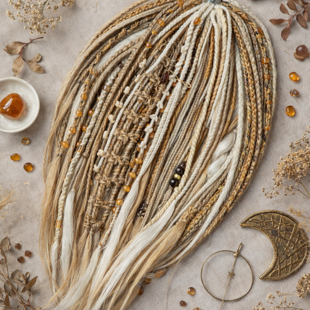 Dreckige Erdbeer Milchige Blonde Boho Fake Dreads – Doppelseitige Synthetische Dreads