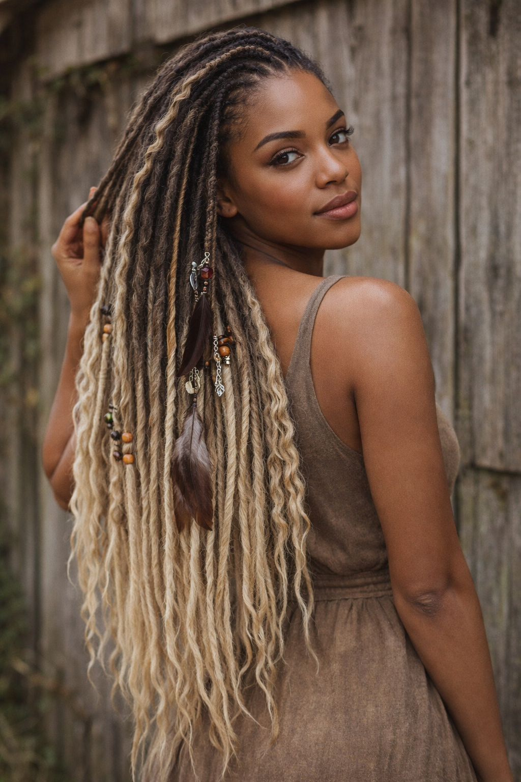 Black to Blonde Ombre Dreadlock Extensions – Soft Synthetic Dreads, Lightweight & Reusable