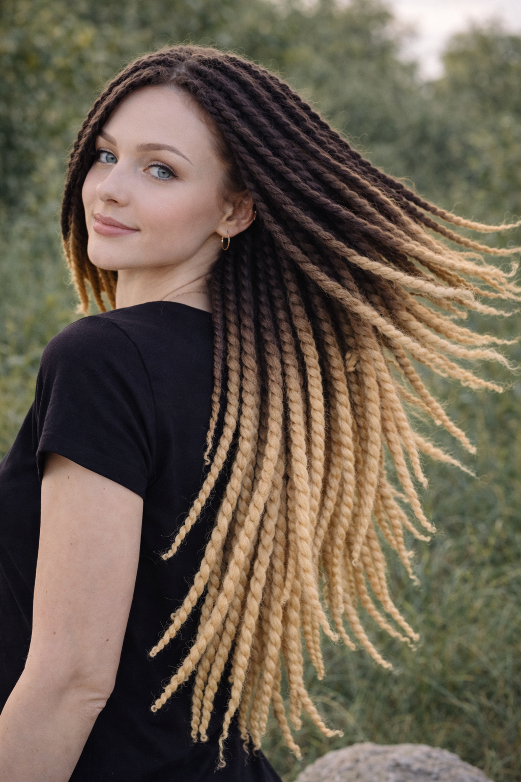 Schwarze Sandy Blonde Ombre Twist Extensions – Havana Twist Mambo, Leichte Twists
