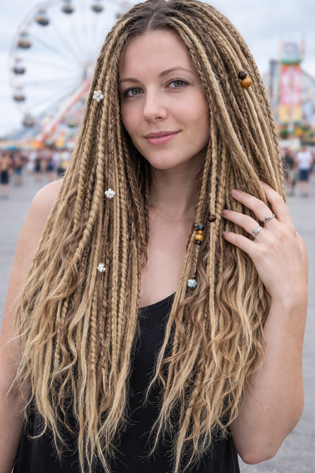 Boho Blonde Dreadlock Extensions – Soft Synthetic Dreads, Lightweight & Natural Look