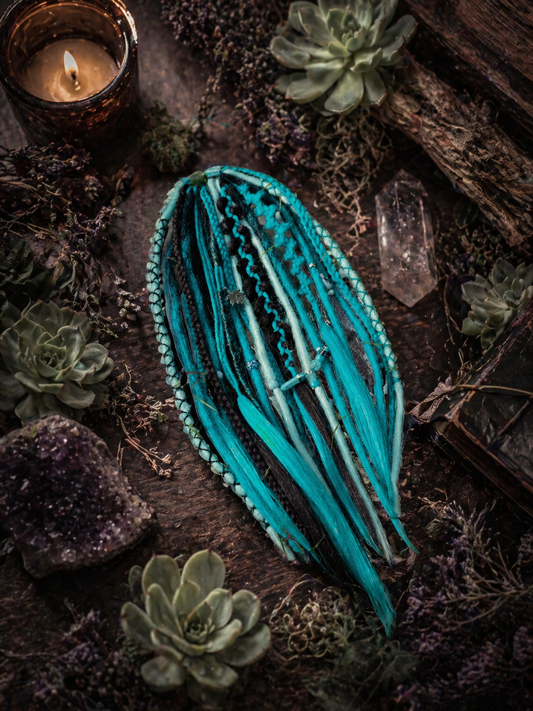 Turquoise Dread Ponytail – Boho Synthetic Dreads