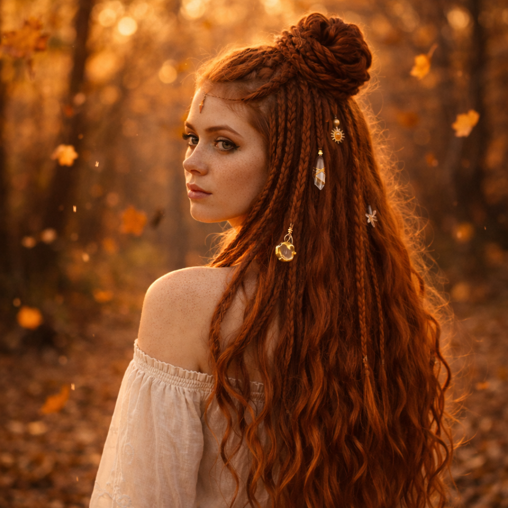 Copper Auburn DE Boho Fake Dreads with Brushable Curls – NOT Orange