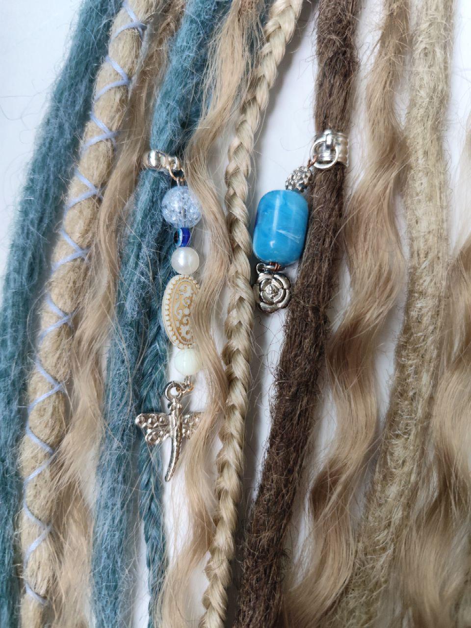 Dirty Blond and Blue Double-Ended Synthetic Dreads