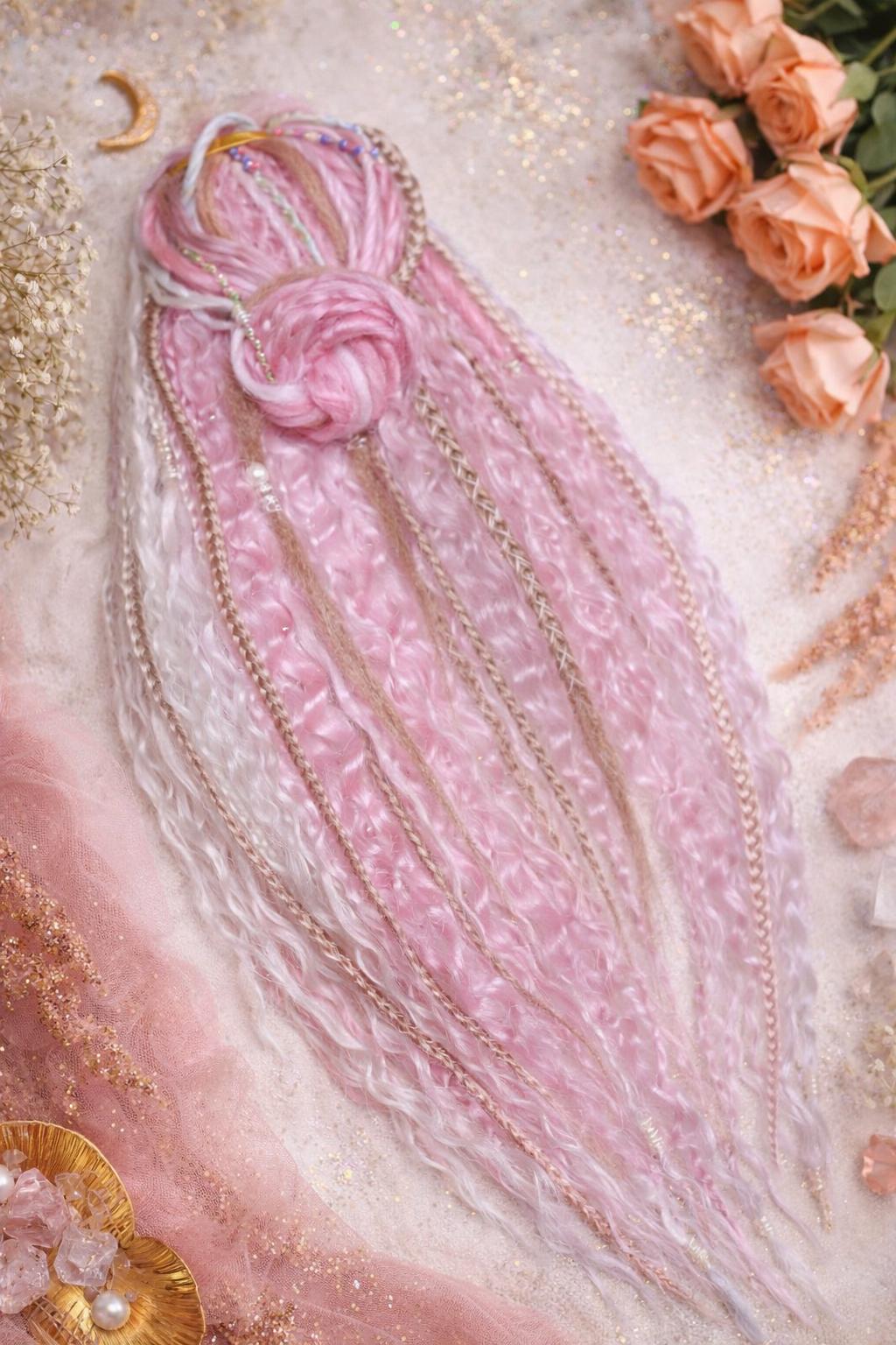 Pink White Hidden Base Visible Length Curly Hair Extensions