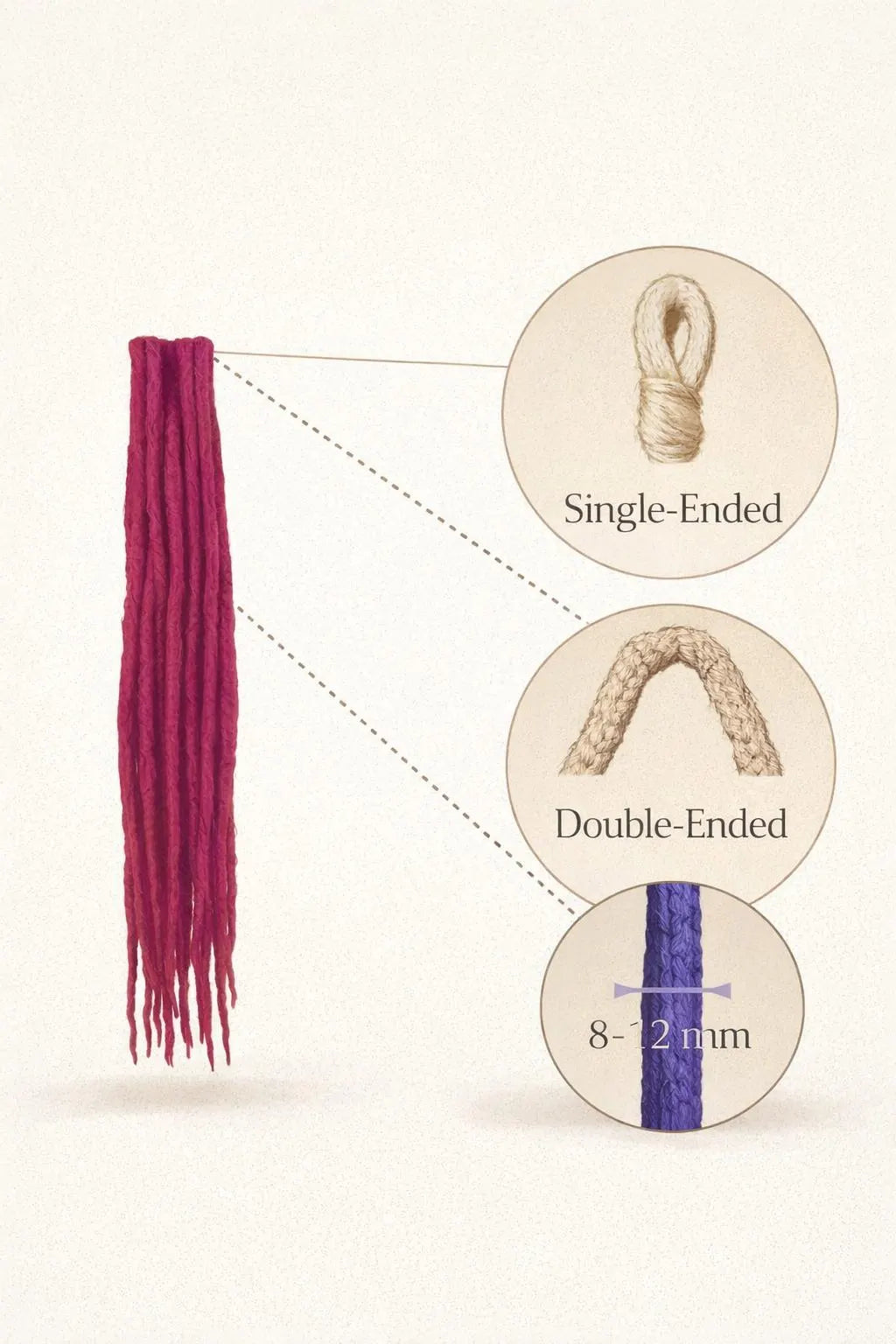 Light Beige Blonde Brown Boho Dreadlock Extensions – Brushable Faux Dreads, Soft Look