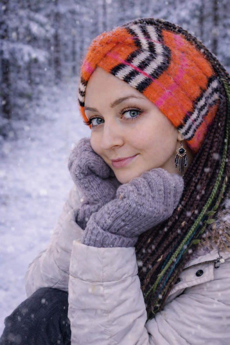 Handmade angora knit headwrap winter hair accessory