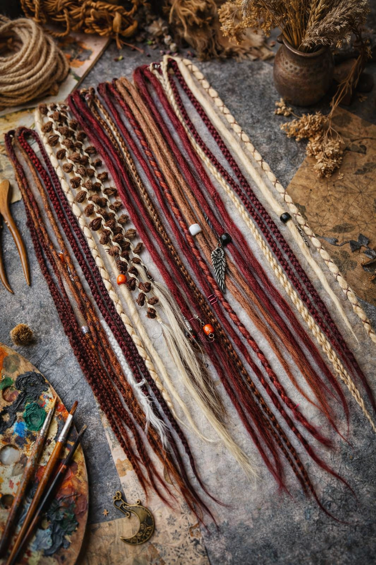 Clip-in synthetic dreadlock extensions lightweight handmade