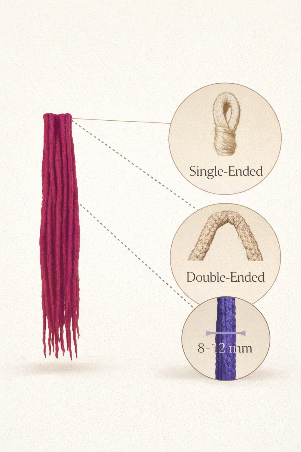 Blonde & Blue Double Ended Boho Fake Dreads with Loose Ends