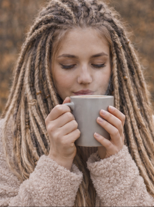 Dunkelblond/Hellblond Boho Kunst-Dreadlocks – doppelseitige Dreads mit Zöpfen