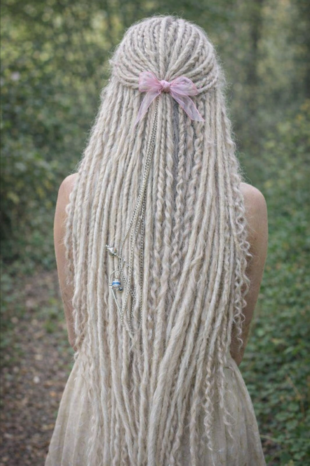 Icy Platinum Blonde Boho Fake Dreads and Braids with Loose Curls