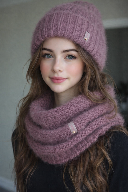 Staubrosa Angora-Mütze und Snood-Set – Kuscheliges handgemachtes Winterset