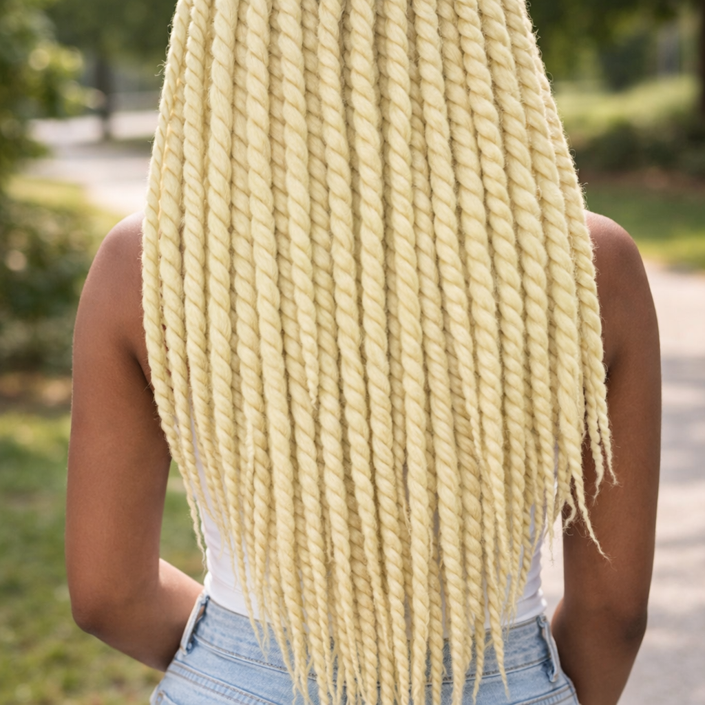 Creme-Blonde Twist Extensions – Havana Twist Mambo, leichte synthetische Twists
