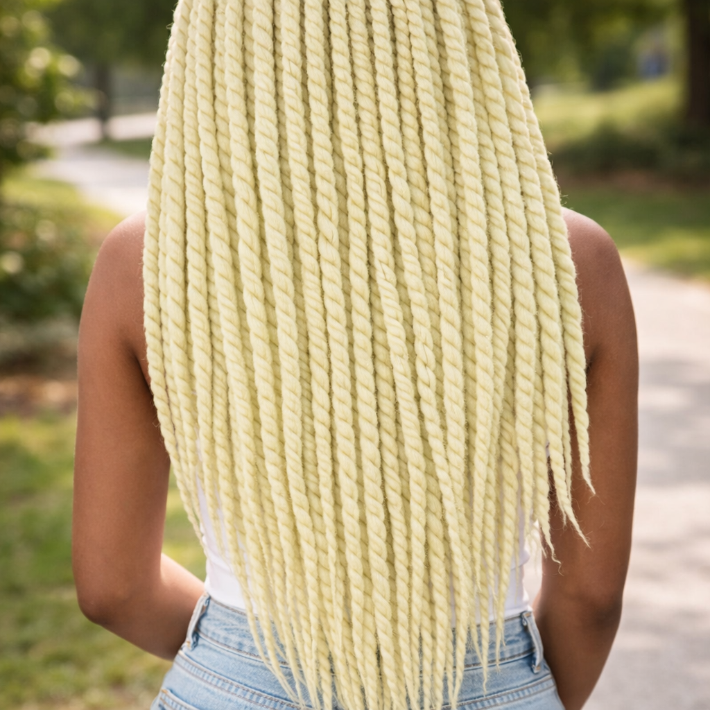 Creme-Blonde Twist Extensions – Havana Twist Mambo, leichte synthetische Twists
