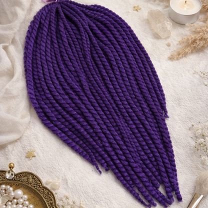 Dunkellila Twist Extensions – Havana Twist Mambo, leichte synthetische Twists
