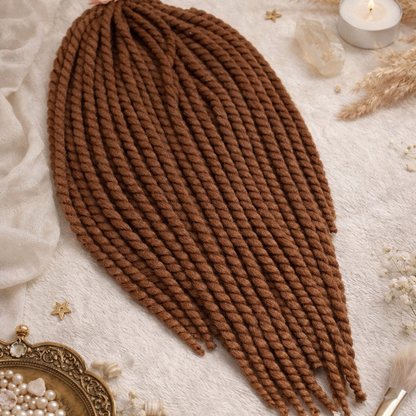 Chestnut Brown Twist Extensions – Havana Twist Mambo, Lightweight Synthetic Twists