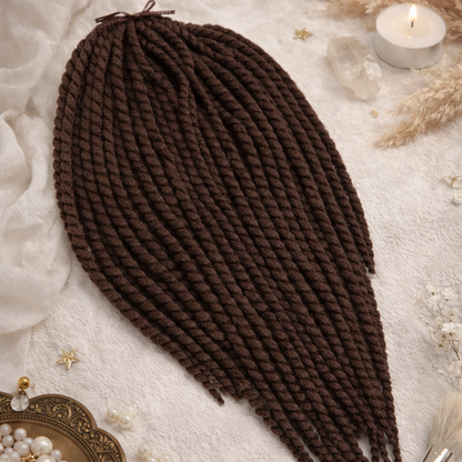 Dunkelbraune Twist-Extensions – Havana Twist Mambo, leichte synthetische Twists