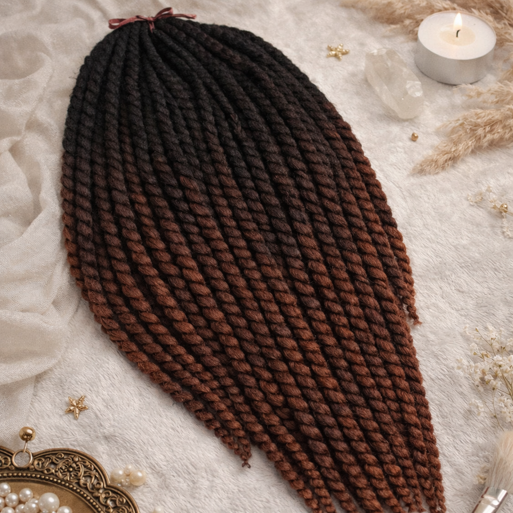 Black Chestnut Brown Ombre Twist Extensions – Havana Twist Mambo, Lightweight Twists
