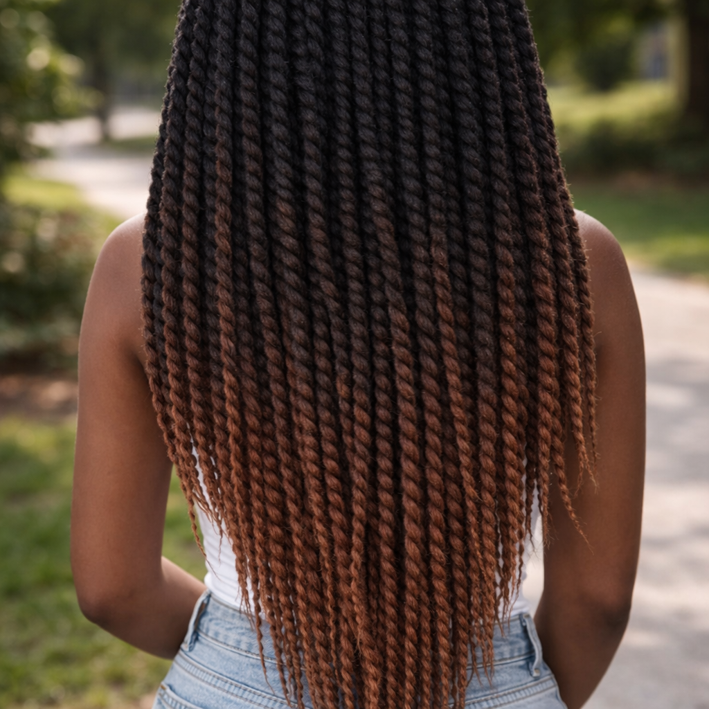 Black Chestnut Brown Ombre Twist Extensions – Havana Twist Mambo, Lightweight Twists