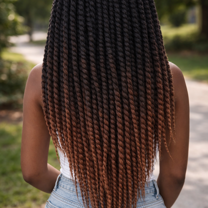 Black Chestnut Brown Ombre Twist Extensions – Havana Twist Mambo, Lightweight Twists