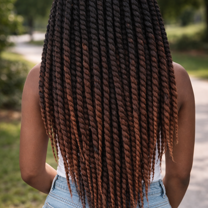 Black Chestnut Brown Ombre Twist Extensions – Havana Twist Mambo, Lightweight Twists