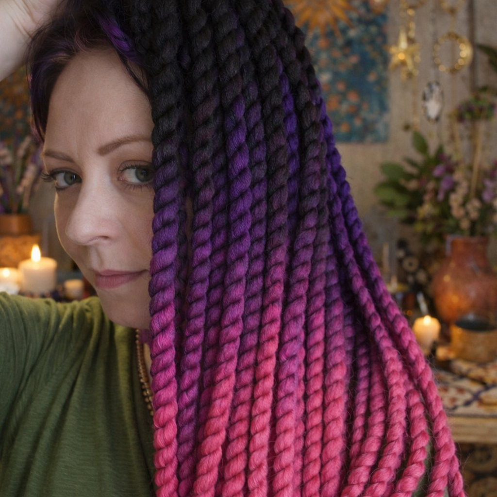 Schwarz Lila Pink Ombre Twist Extensions – Havana Twist Mambo, leichte synthetische Twists