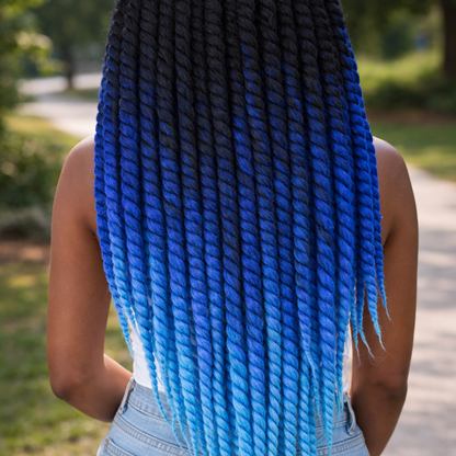 Black Blue Ombre Twist Extensions – Havana Twist Mambo, Lightweight Synthetic Twists