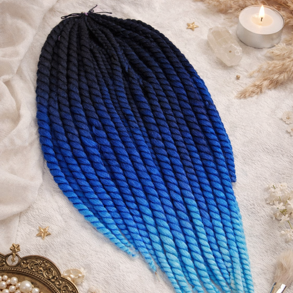 Black Blue Ombre Twist Extensions – Havana Twist Mambo, Lightweight Synthetic Twists
