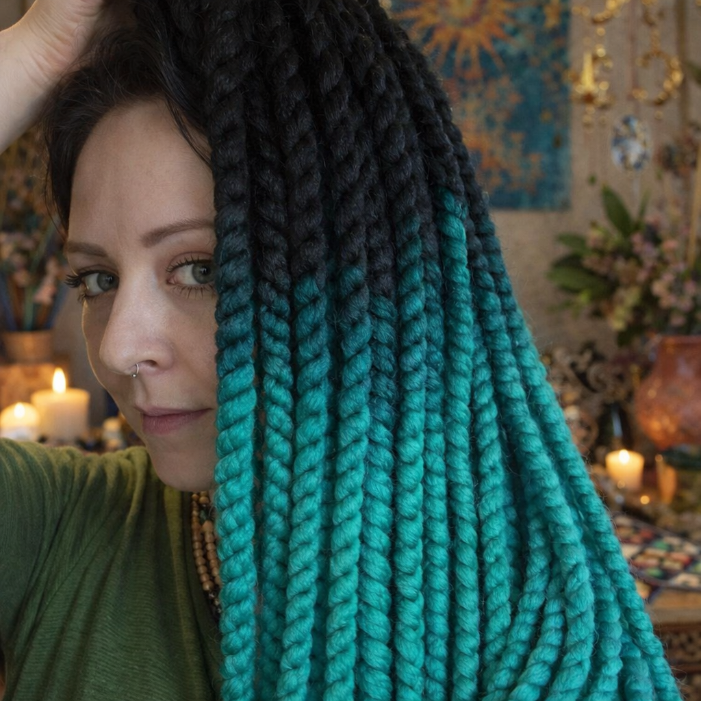 Black Teal Ombre Twist Extensions – Havana Twist Mambo, Lightweight Synthetic Twists
