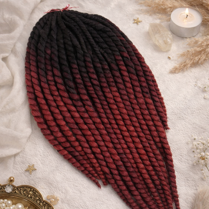 Black Burgundy Ombre Twist Extensions – Havana Twist Mambo, Lightweight Synthetic Twists