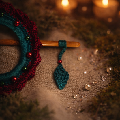 Burgundy Crochet Hair Cuff with Wooden Stick 