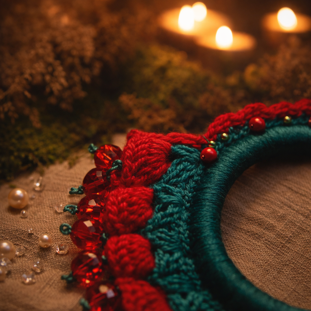 Bright Red Crochet Hair Cuff with Wooden Stick