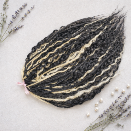 Black & Wheat Blonde Loose Curly Set – Double Ended Braids with Boho Texture