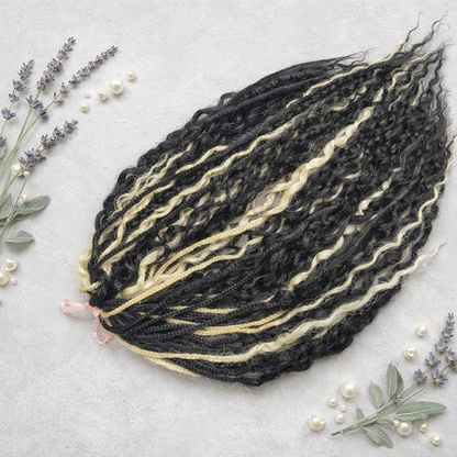 Black & Wheat Blonde Loose Curly Set – Double Ended Braids with Boho Texture