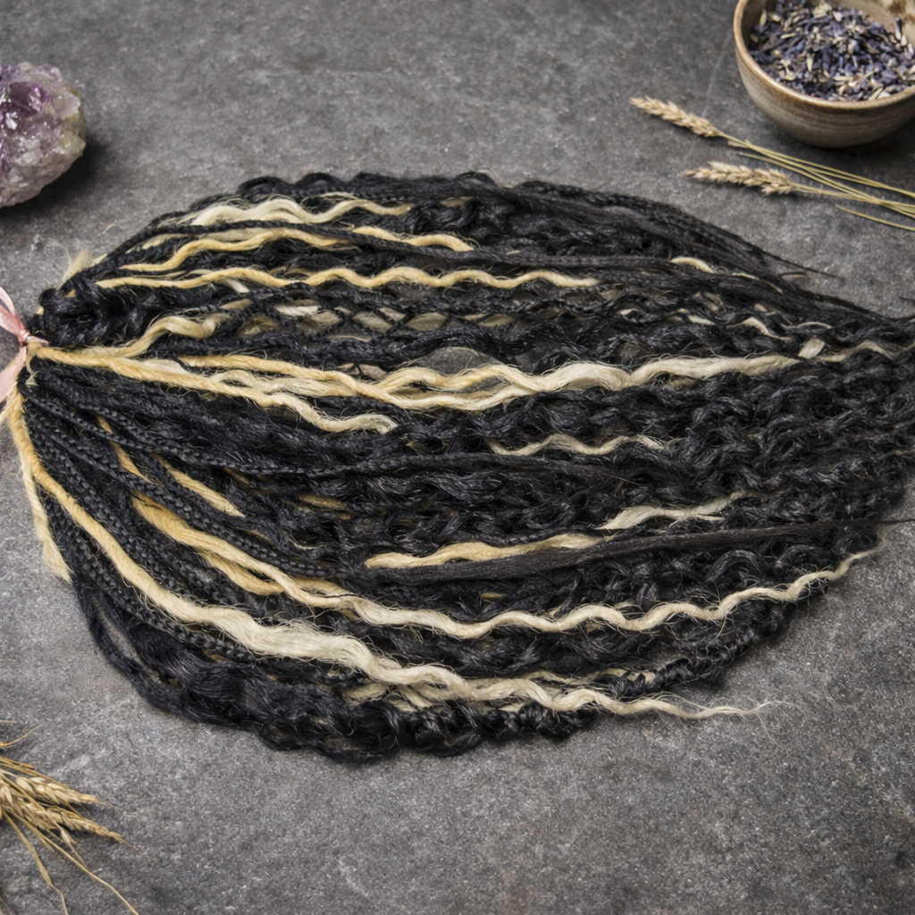 Black & Wheat Blonde Loose Curly Set – Double Ended Braids with Boho Texture