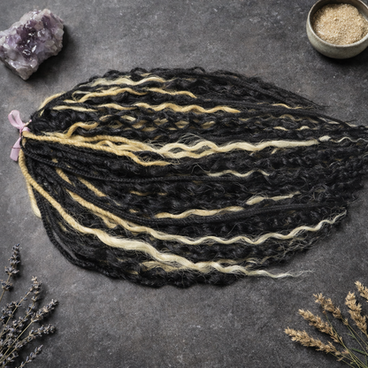 Black & Wheat Blonde Loose Curly Set – Double Ended Braids with Boho Texture