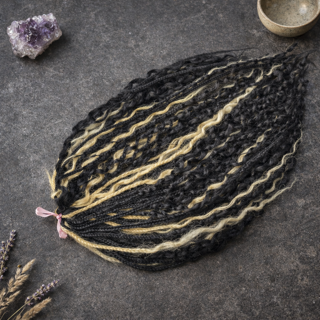 Black & Wheat Blonde Loose Curly Set – Double Ended Braids with Boho Texture