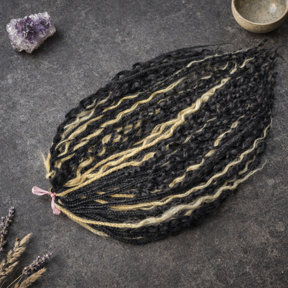 Black & Wheat Blonde Loose Curly Set – Double Ended Braids with Boho Texture
