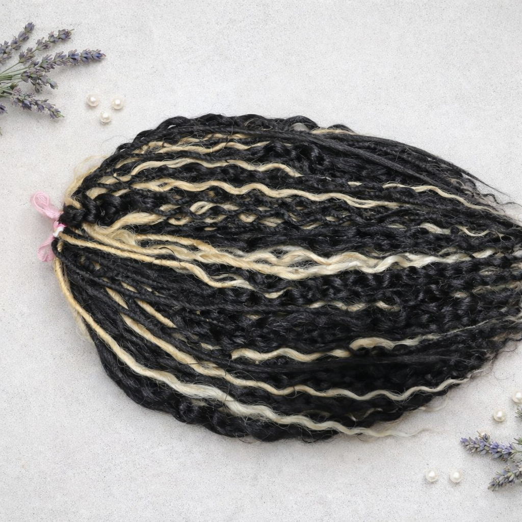 Black & Wheat Blonde Loose Curly Set – Double Ended Braids with Boho Texture