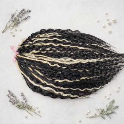 Black & Wheat Blonde Loose Curly Set – Double Ended Braids with Boho Texture