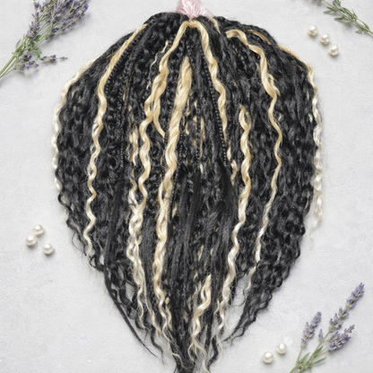 Black & Wheat Blonde Loose Curly Set – Double Ended Braids with Boho Texture