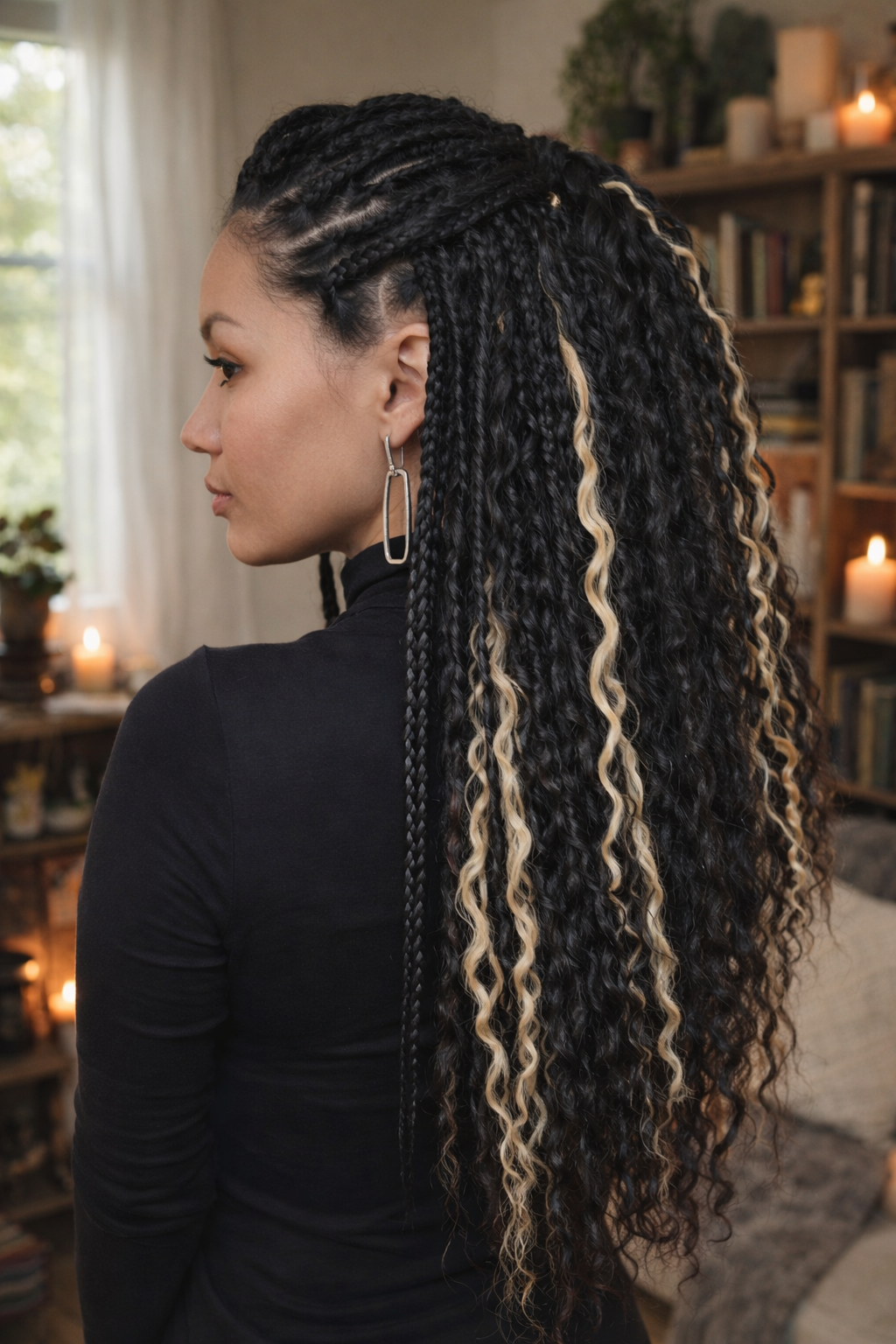 Black & Wheat Blonde Loose Curly Set – Double Ended Braids with Boho Texture