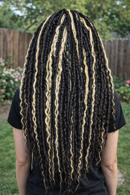 Black & Wheat Blonde Loose Curly Set – Double Ended Braids with Boho Texture