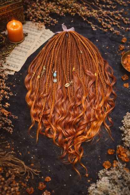 Copper Auburn DE Boho Fake Dreads with Brushable Curls – NOT Orange