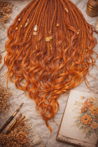 Copper Auburn DE Boho Fake Dreads with Brushable Curls – NOT Orange