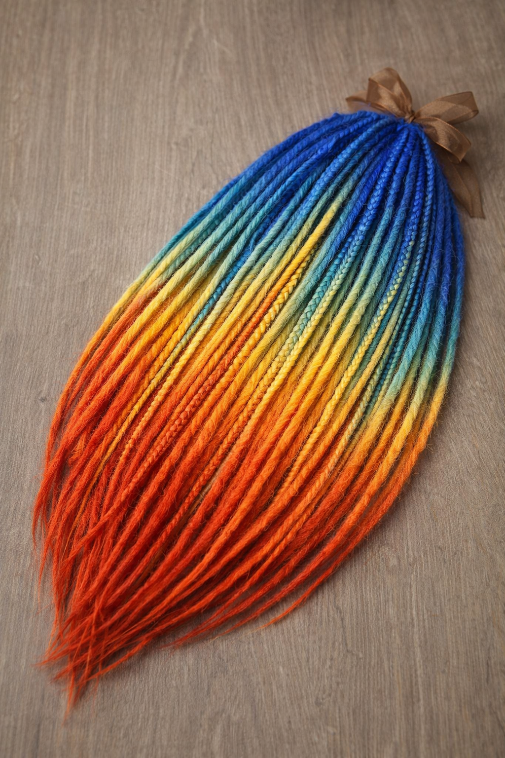Boho Dreads Blue Orange Ombre | Fake Dreads Extensions 50–60 cm