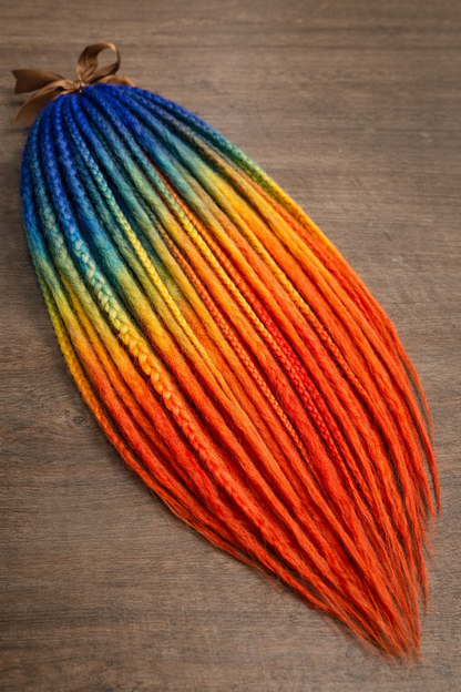 Boho Dreads Blue Orange Ombre | Fake Dreads Extensions 50–60 cm